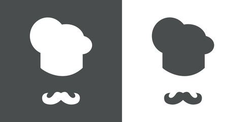 Icono plano gorro cocinero y bigote gris