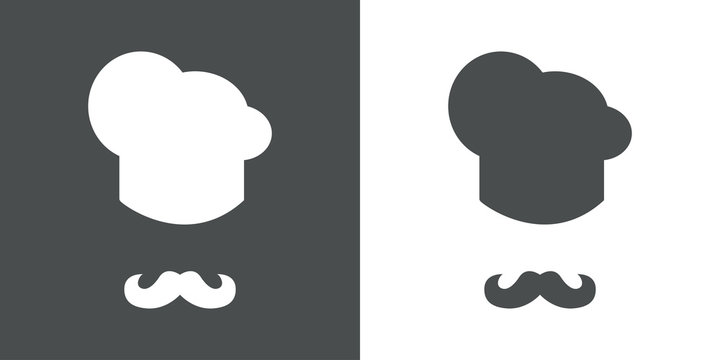 Icono plano gorro cocinero y bigote gris