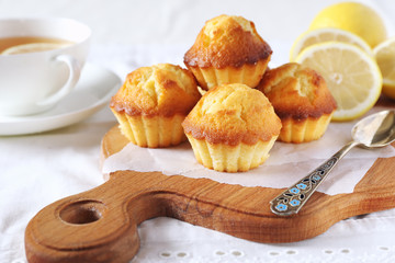 Lemon muffins and cup of tea