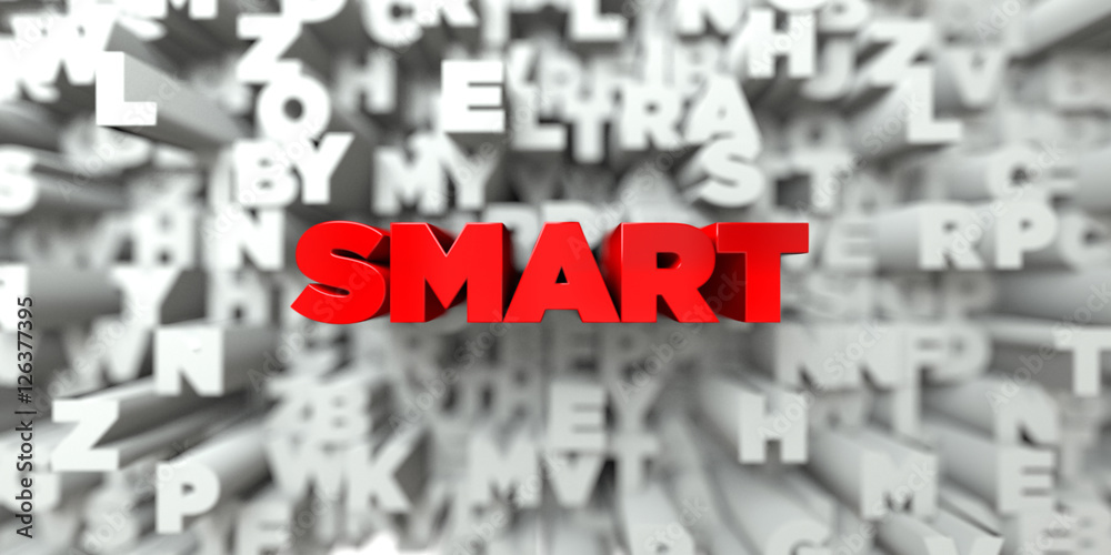 Fototapete smart - red text on typography background - 3d rendered royalty free stock image. this image can be 