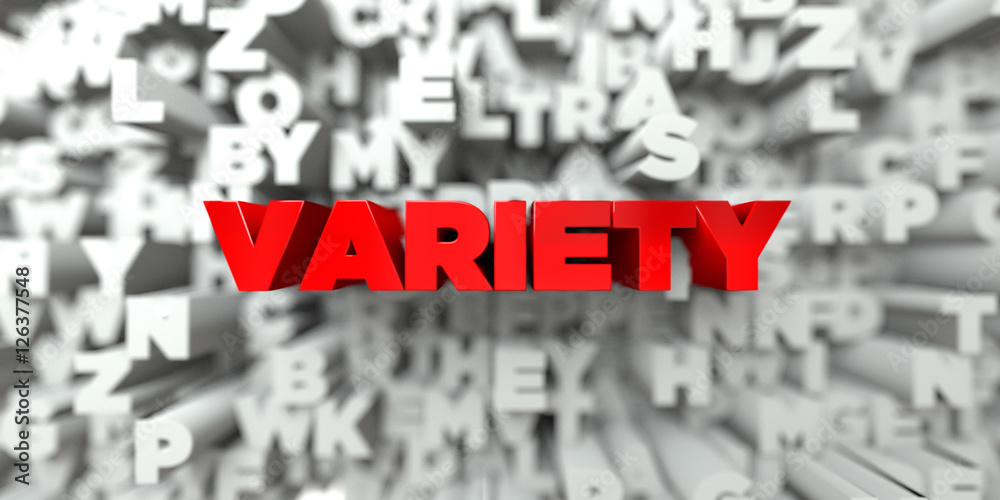 Fototapete variety - red text on typography background - 3d rendered royalty free stock image. this image can b