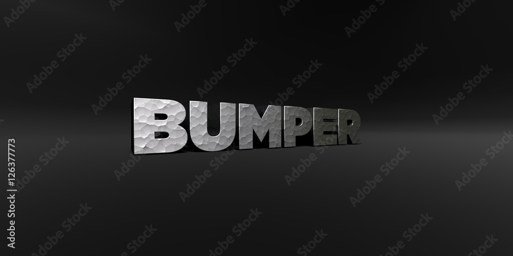 Fototapete bumper - hammered metal finish text on black studio - 3d rendered royalty free stock photo. this ima