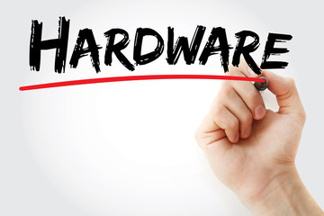 Hand writing Hardware with marker, concept background