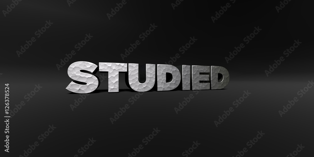 Fototapete studied - hammered metal finish text on black studio - 3d rendered royalty free stock photo. this im