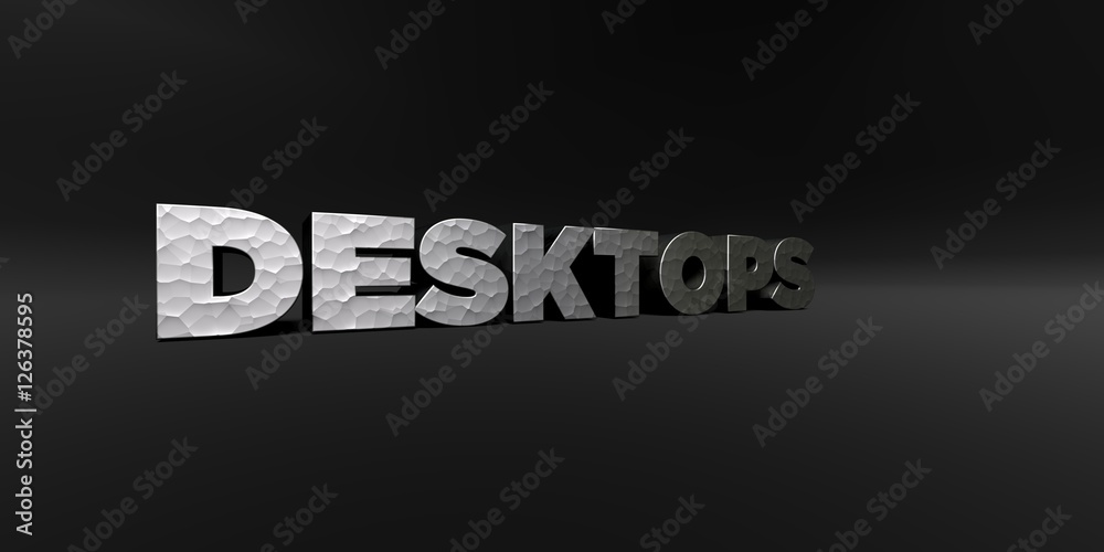 Fototapete desktops - hammered metal finish text on black studio - 3d rendered royalty free stock photo. this i