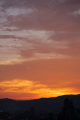 Fototapeta na wymiar Colour of sky after sunset behind mountain