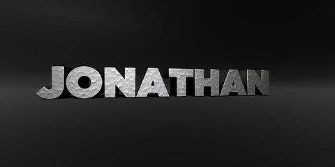 JONATHAN - hammered metal finish text on black studio - 3D rendered royalty free stock photo. This image can be used for an online website banner ad or a print postcard.