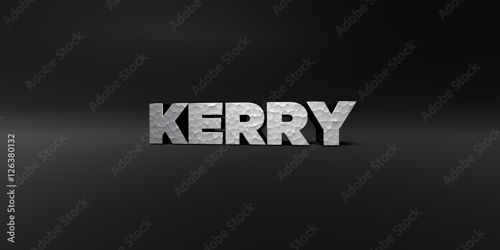 Fototapete kerry - hammered metal finish text on black studio - 3d rendered royalty free stock photo. this imag