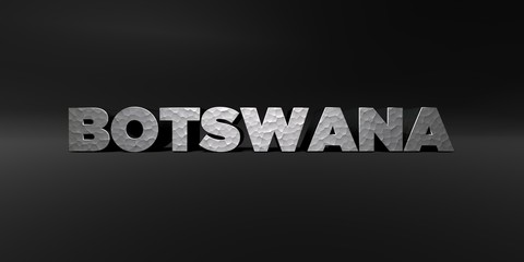 Fototapeta premium BOTSWANA - hammered metal finish text on black studio - 3D rendered royalty free stock photo. This image can be used for an online website banner ad or a print postcard.