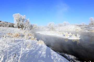 fog over winter river