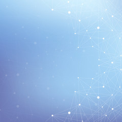 Fototapeta premium Graphic abstract background communication. Big data complex. Perspective backdrop of depth. Minimal array with compounds lines and dots. Digital data visualization. Big data vector illustration.