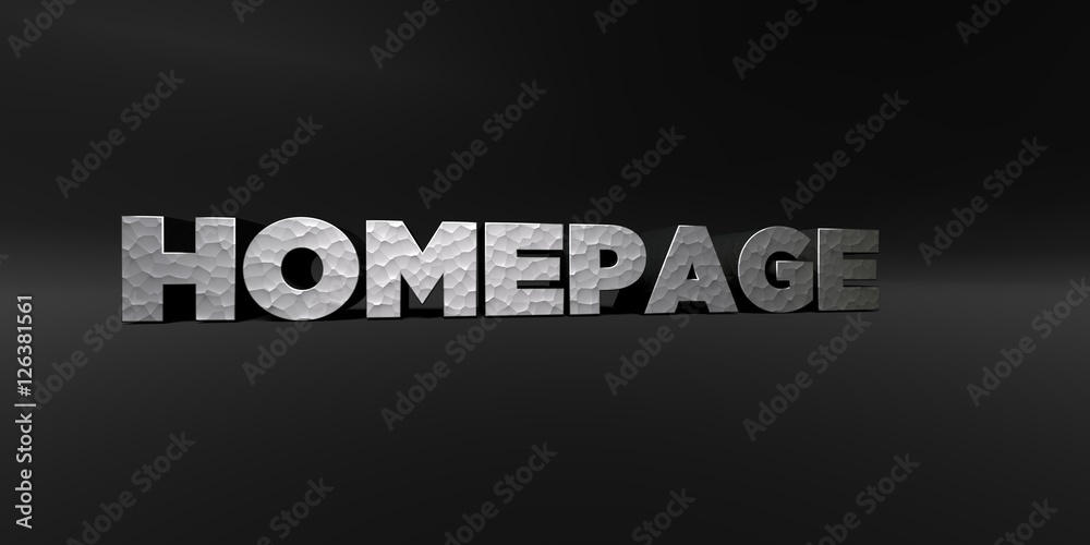 Fototapete homepage - hammered metal finish text on black studio - 3d rendered royalty free stock photo. this i