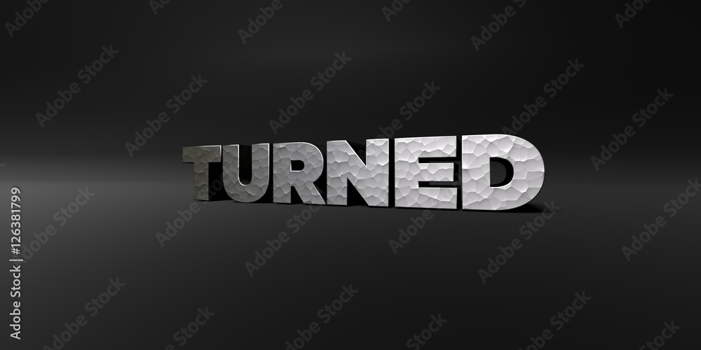 Fototapete turned - hammered metal finish text on black studio - 3d rendered royalty free stock photo. this ima