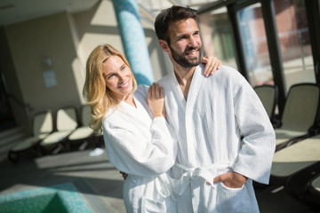 Couple enjoying spa wellness treatments