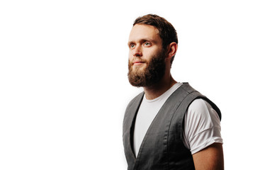 Fototapeta premium Bearded man looking up