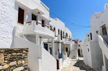 Traditional cycladic whitewashed street, Sifnos, Cyclades, Greec © masquerade75
