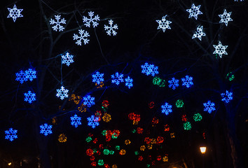 Colorful Christmas blur stars lights
