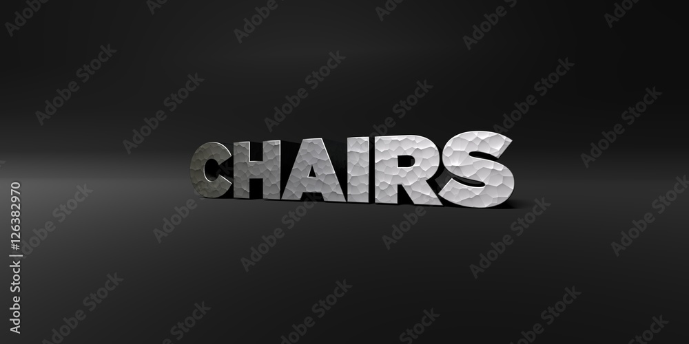 Fototapete chairs - hammered metal finish text on black studio - 3d rendered royalty free stock photo. this ima