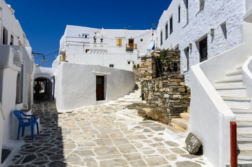 Traditional cycladic whitewashed street, Sifnos, Cyclades, Greec © masquerade75