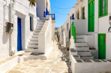 Traditional cycladic whitewashed street, Sifnos, Cyclades, Greec © masquerade75