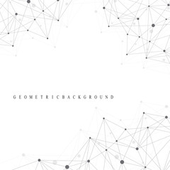 Geometric abstract background with connected line and dots. Graphic background for your design. Vector illustration.