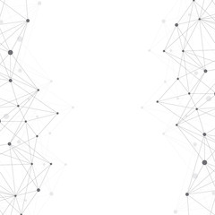 Geometric abstract background with connected line and dots. Graphic background for your design. Vector illustration.