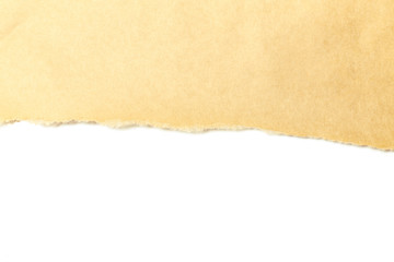 Brown package paper torn to reveal white panel