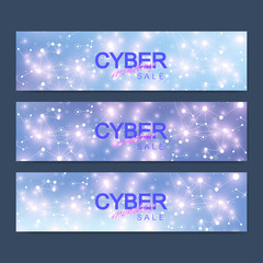 Fototapeta na wymiar Cyber Monday Sale banner design. Graphic abstract background communication. Vector illustration.