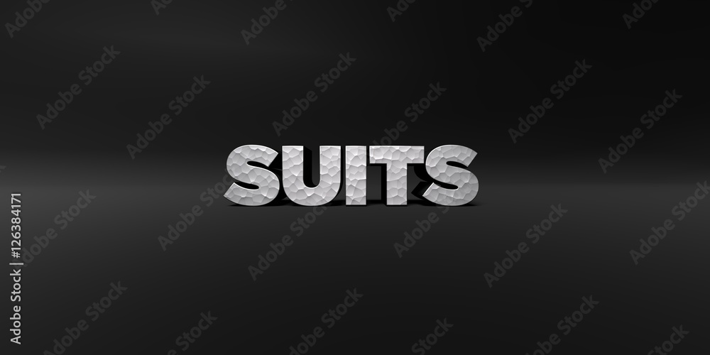 Fototapete suits - hammered metal finish text on black studio - 3d rendered royalty free stock photo. this imag