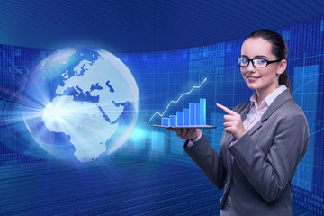 Businesswoman in stock trading business concept