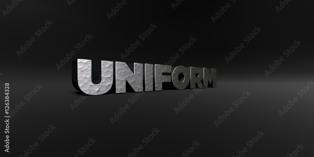 Fototapete uniform - hammered metal finish text on black studio - 3d rendered royalty free stock photo. this im