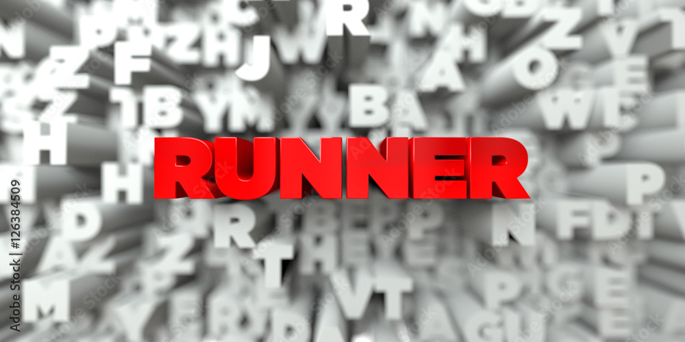 Fototapete runner - red text on typography background - 3d rendered royalty free stock image. this image can be