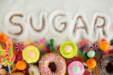 Sugar written on sugar powder