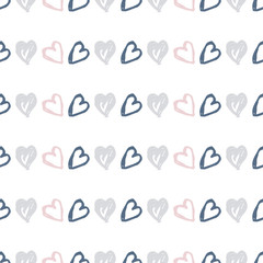 Doodle seamless pattern with hearts