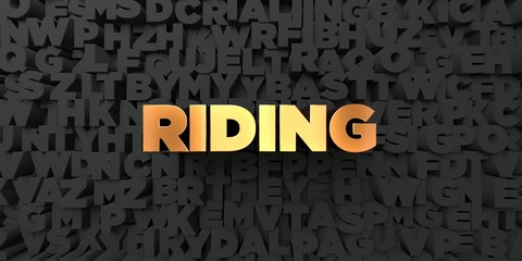 Riding - Gold text on black background - 3D rendered royalty free stock picture. This image can be used for an online website banner ad or a print postcard.