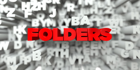 FOLDERS -  Red text on typography background - 3D rendered royalty free stock image. This image can be used for an online website banner ad or a print postcard.