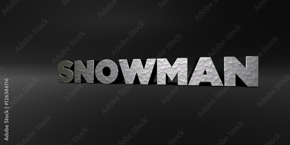 Fototapete snowman - hammered metal finish text on black studio - 3d rendered royalty free stock photo. this im