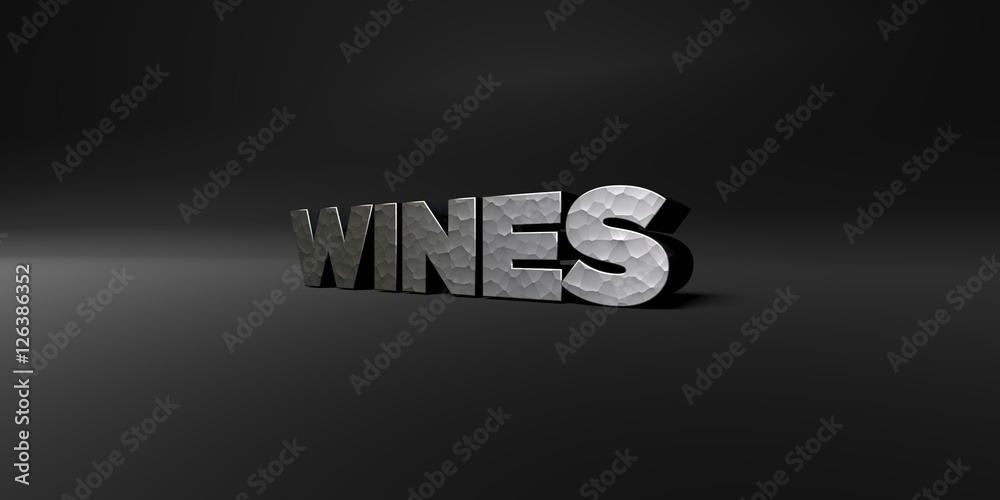 Fototapete wines - hammered metal finish text on black studio - 3d rendered royalty free stock photo. this imag
