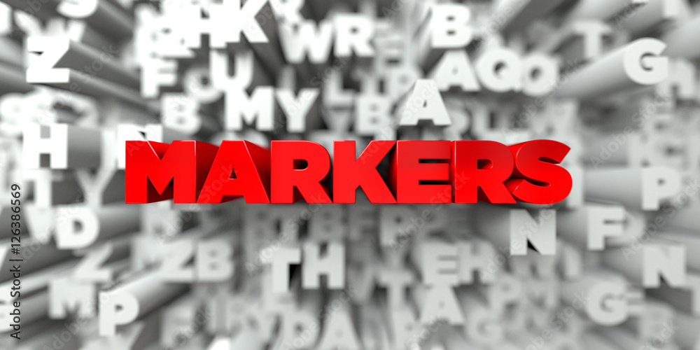 Fototapete MARKERS -  Red text on typography background - 3D rendered royalty free stock image. This image can be used for an online website banner ad or a print postcard.