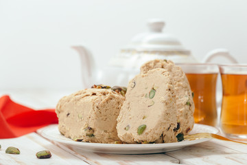  traditional eastern desserts on wooden background