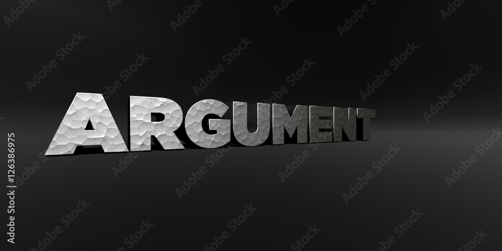 Fototapete argument - hammered metal finish text on black studio - 3d rendered royalty free stock photo. this i