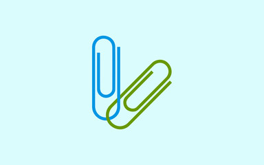 Icon symbol. Set colored paper clips isolation. Stylish vector illustration for web design