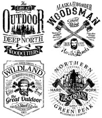 Obraz premium Grunge great outdoor lumberjack and woodsman vector artworks for t shirt, poster, label and others.