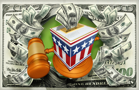 Vote Election Concept With Money Ballots And Gavel