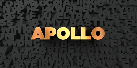 Apollo - Gold text on black background - 3D rendered royalty free stock picture. This image can be used for an online website banner ad or a print postcard.