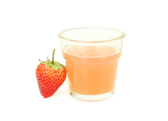 Fresh strawberry juice glass isolated on white background