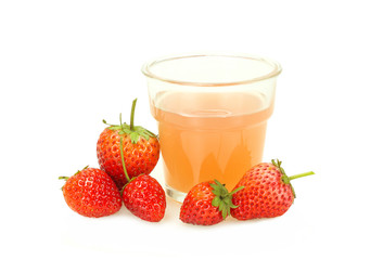 Fresh strawberry juice glass isolated on white background