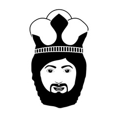 silhouette head king with beard and crown vector illustration