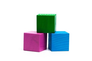 colored children cubes on  white isolated background