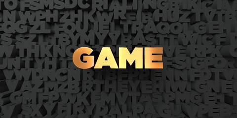 Game - Gold text on black background - 3D rendered royalty free stock picture. This image can be used for an online website banner ad or a print postcard.